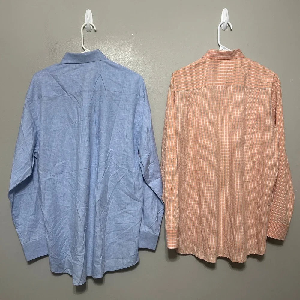 Scott Barber Men's Button Down Shirt XL Blue Orange Check Plaid Bundle 4 Pack